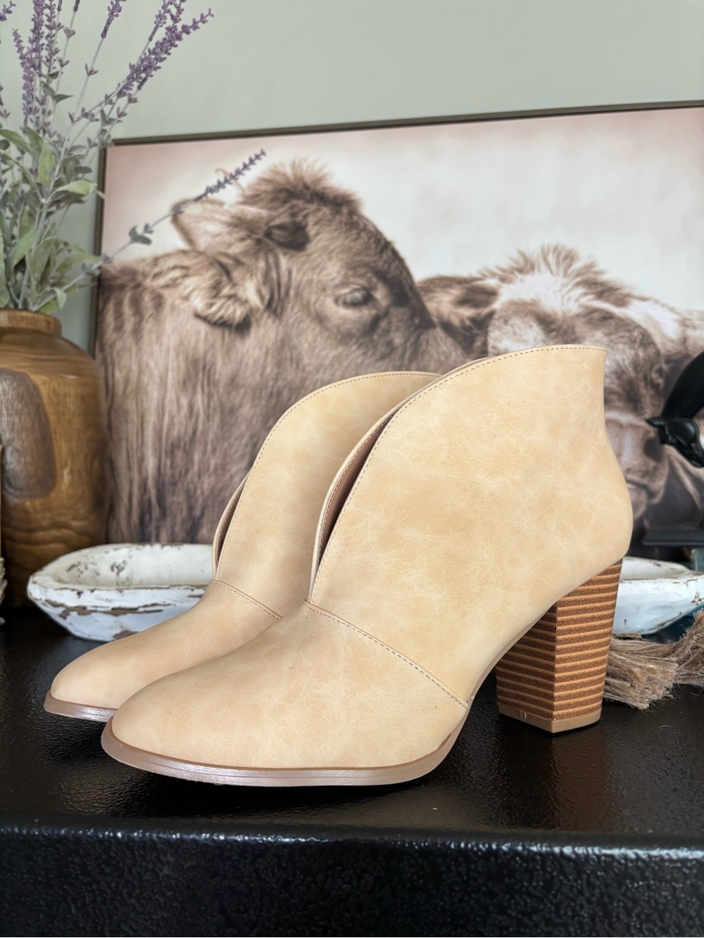Women's Tan Cutout Ankle Booties - Classic Style